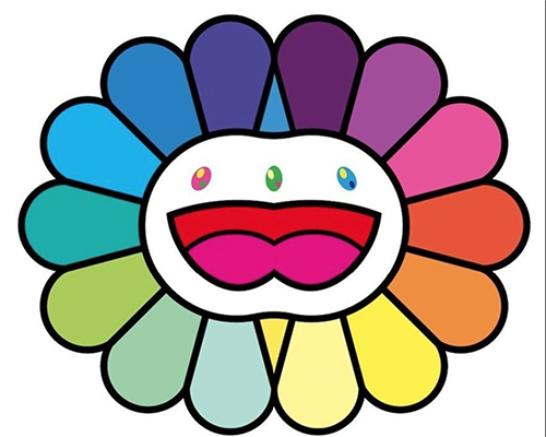 Takashi Murakami Double Flower Face Multicolor White